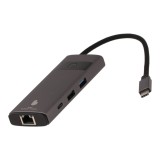 Blue Box Port Hub USB Type-C 6-in-1 Multifunction Converter with Screen On/Off button Gray