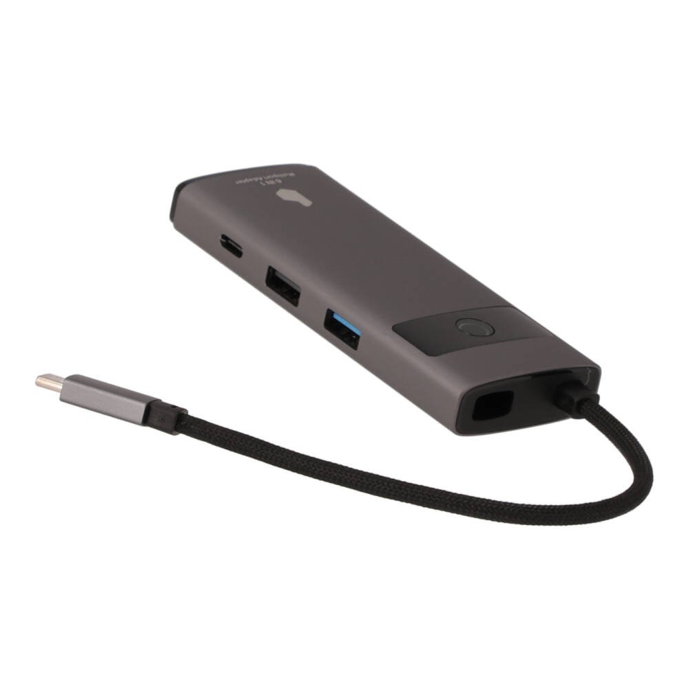 Blue Box Port Hub USB Type-C 6-in-1 Screen On/Off button Grey