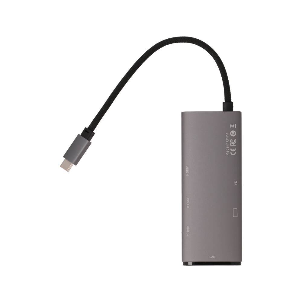 Blue Box Port Hub USB Type-C 6-in-1 Multifunction Converter with Screen On/Off button Gray