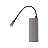 Blue Box Port Hub USB Type-C 6-in-1 Multifunction Converter with Screen On/Off button Gray