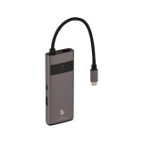 Blue Box Port Hub USB Type-C 6-in-1 Multifunction Converter with Screen On/Off button Gray