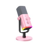 ไมโครโฟน Fifine AM8 USB Dynamic Mic BasedStand RGB Pink