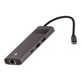 Blue Box Port Hub USB Type-C 8-in-1 Multifunction Converter with Screen On/Off button Gray