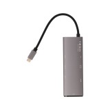 Blue Box Port Hub USB Type-C 8-in-1 Multifunction Converter with Screen On/Off button Gray