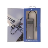 Blue Box Port Hub USB Type-C 8-in-1 Multifunction Converter with Screen On/Off button Gray