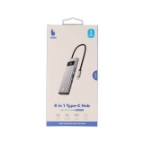 Blue Box Port Hub USB Type-C 8-in-1 Multifunction Converter with Screen On/Off button Gray