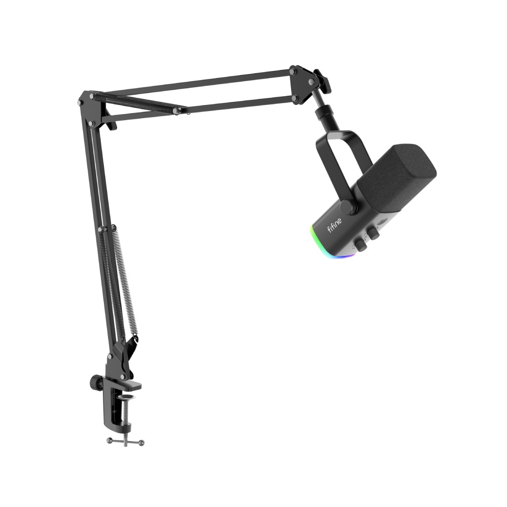 ไมโครโฟน Fifine AM8T Dynamic Mic Boom Arm Stand RGB Black