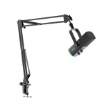 ไมโครโฟน Fifine AM8T Dynamic Mic Boom Arm Stand RGB Black