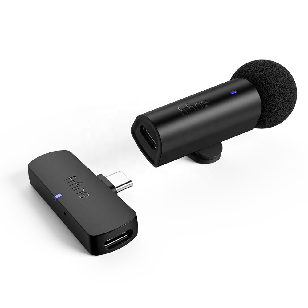ไมโครโฟน Fifine M6 USB-C Wireless Lapel Mic Black