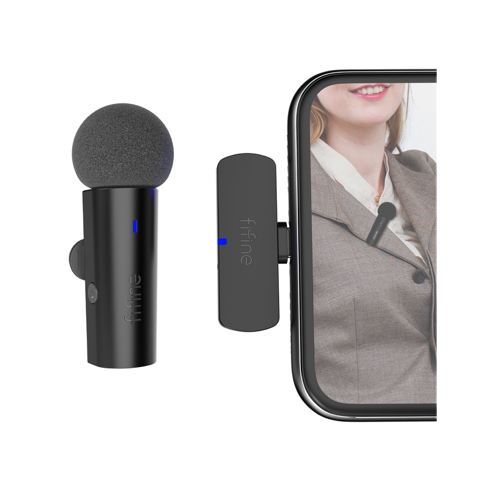 ไมโครโฟน Fifine M6 USB-C Wireless Lapel Mic Black