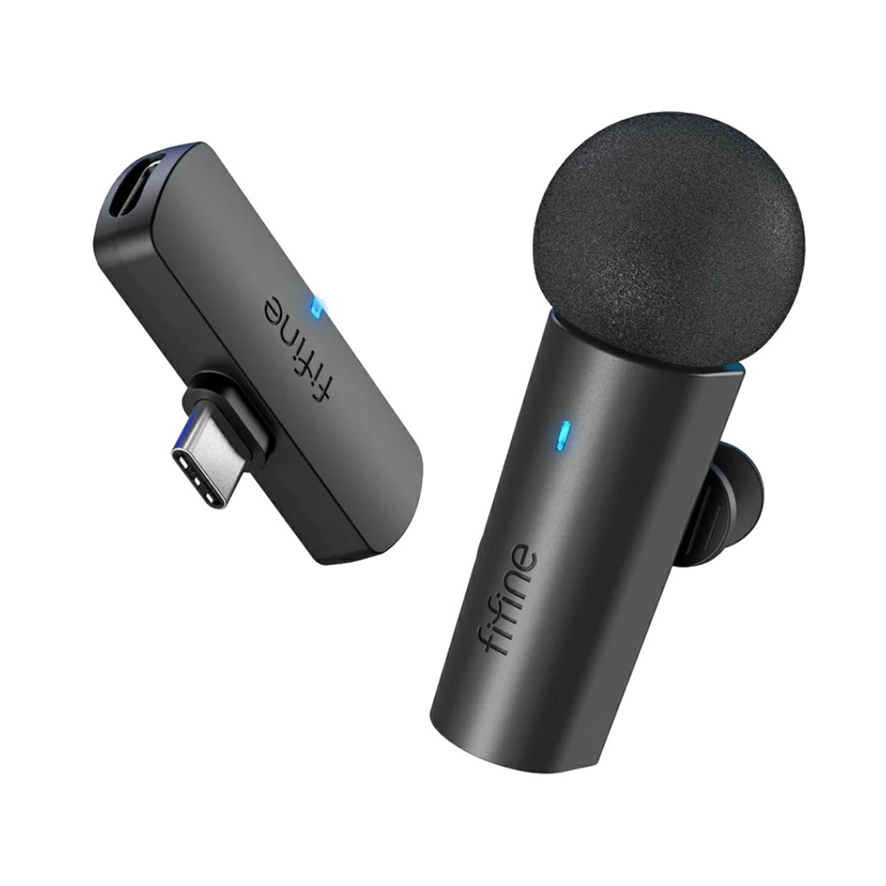 ไมโครโฟน Fifine M6 USB-C Wireless Lapel Mic Black