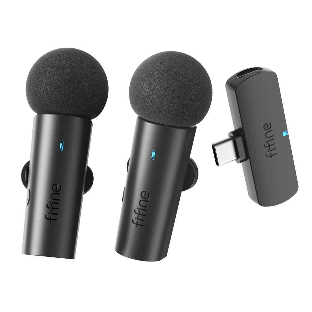 ไมโครโฟน Fifine M8 USB-C Dual Wireless Lapel Mic Black