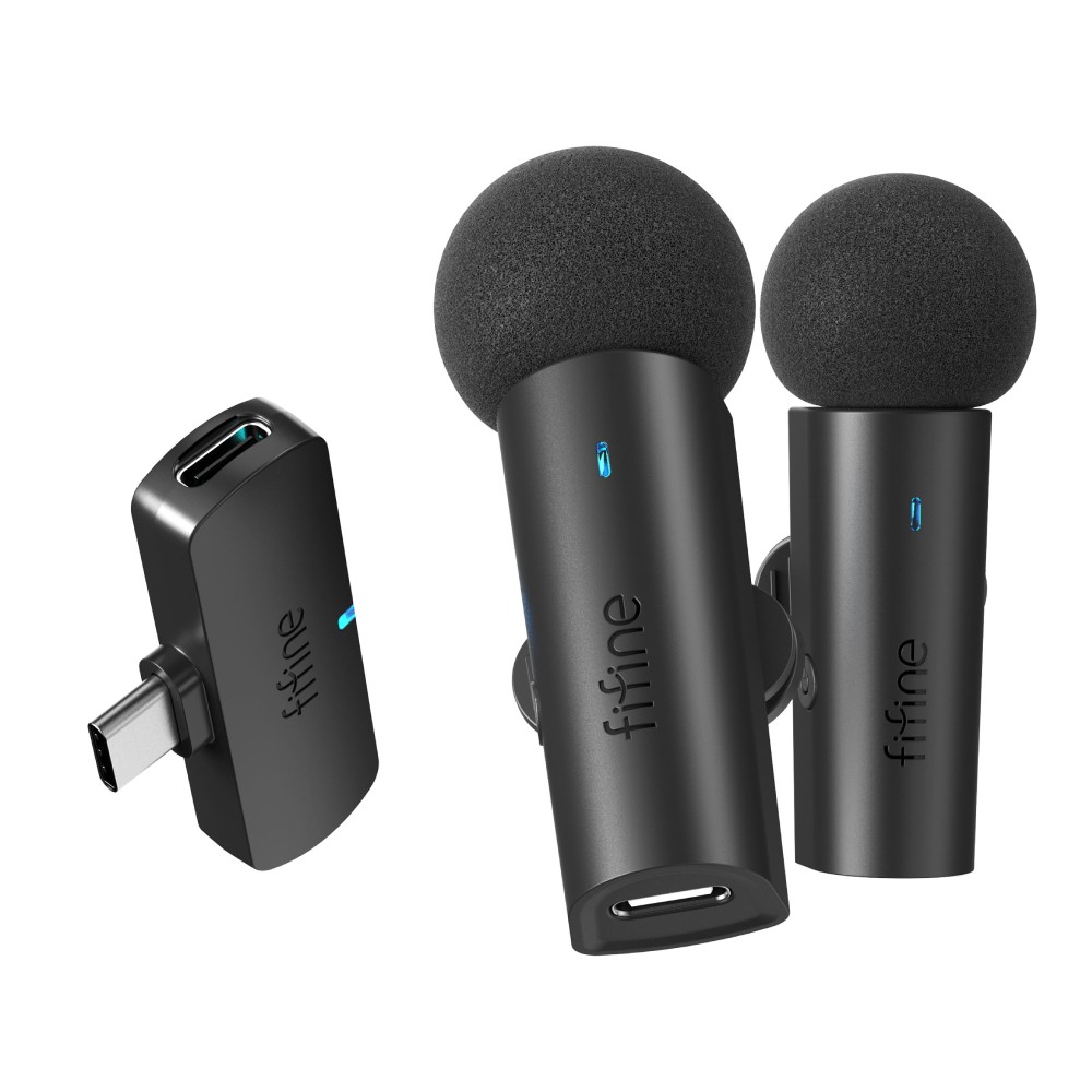 ไมโครโฟน Fifine M8 USB-C Dual Wireless Lapel Mic Black