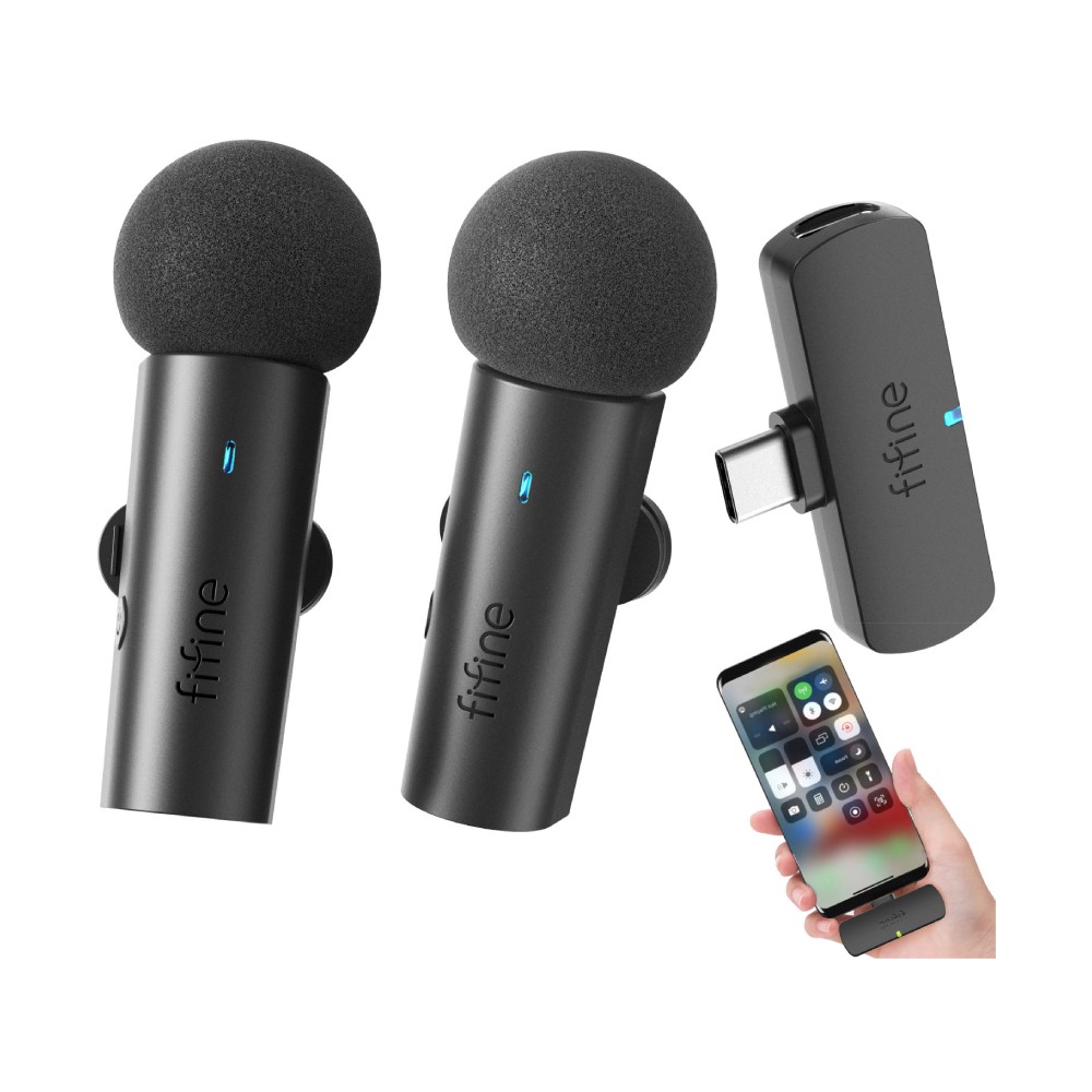 ไมโครโฟน Fifine M8 USB-C Dual Wireless Lapel Mic Black