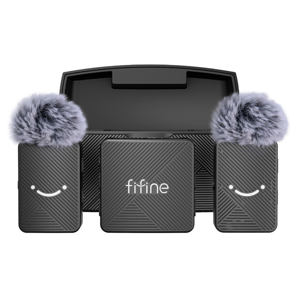 ไมโครโฟน Fifine M9 Dual Wireless Mic Charging Case Black