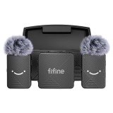 ไมโครโฟน Fifine M9 Dual Wireless Mic Charging Case Black