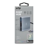 WHY Port Hub 3-in-1 USB Type-C HDMI/USB-A/USB-C HB-1056 Gray