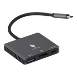 Blue Box Port Hub USB Type-C Hub 3-in-1 Silver Grey