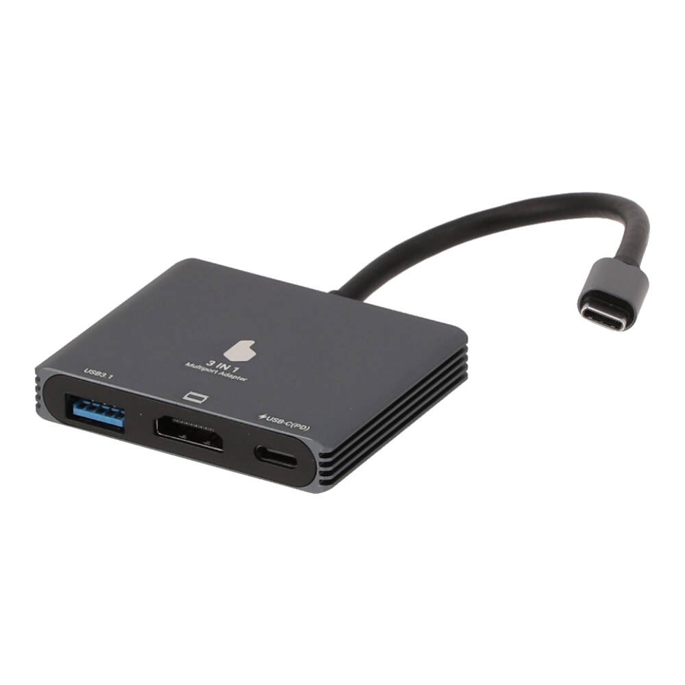 Blue Box Port Hub USB Type-C Hub 3-in-1 Silver Gray
