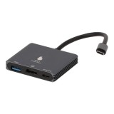 Blue Box Port Hub USB Type-C Hub 3-in-1 Silver Gray