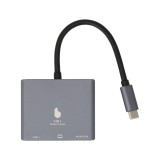 Blue Box Port Hub USB Type-C Hub 3-in-1 Silver Gray