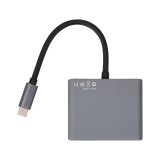 Blue Box Port Hub USB Type-C Hub 3-in-1 Silver Gray