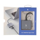 Blue Box Port Hub USB Type-C Hub 3-in-1 Silver Gray