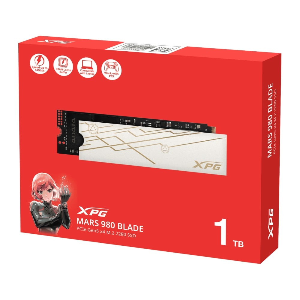 การ์ดเอสเอสดี XPG 1TB Mars 980 Blade SSD M.2 PCIe Gen5 x4 R14,000MB W10,000MB (XPG-SMAR-980B-1TCS)