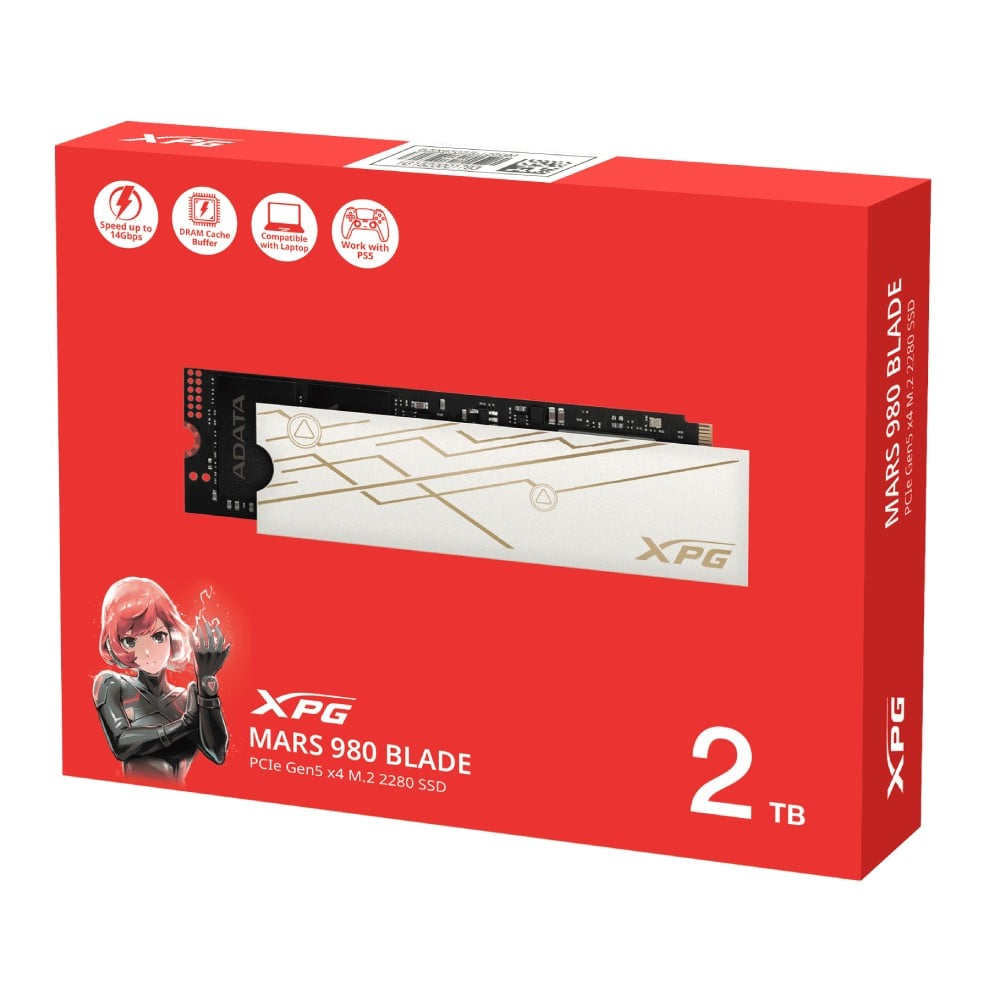 การ์ดเอสเอสดี XPG 2TB Mars 980 Blade SSD M.2 PCIe Gen5 x4 R14,000MB W13,000MB (XPG-SMAR-980B-2TCS)