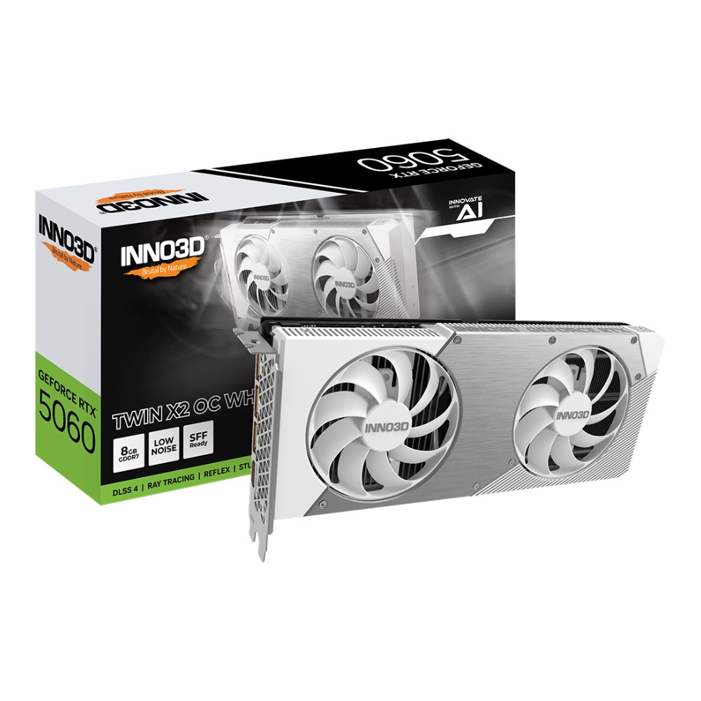 การ์ดจอ INNO3D GeForce RTX 5060 TWIN X2 OC WHITE 8GB GDDR7 128-bit