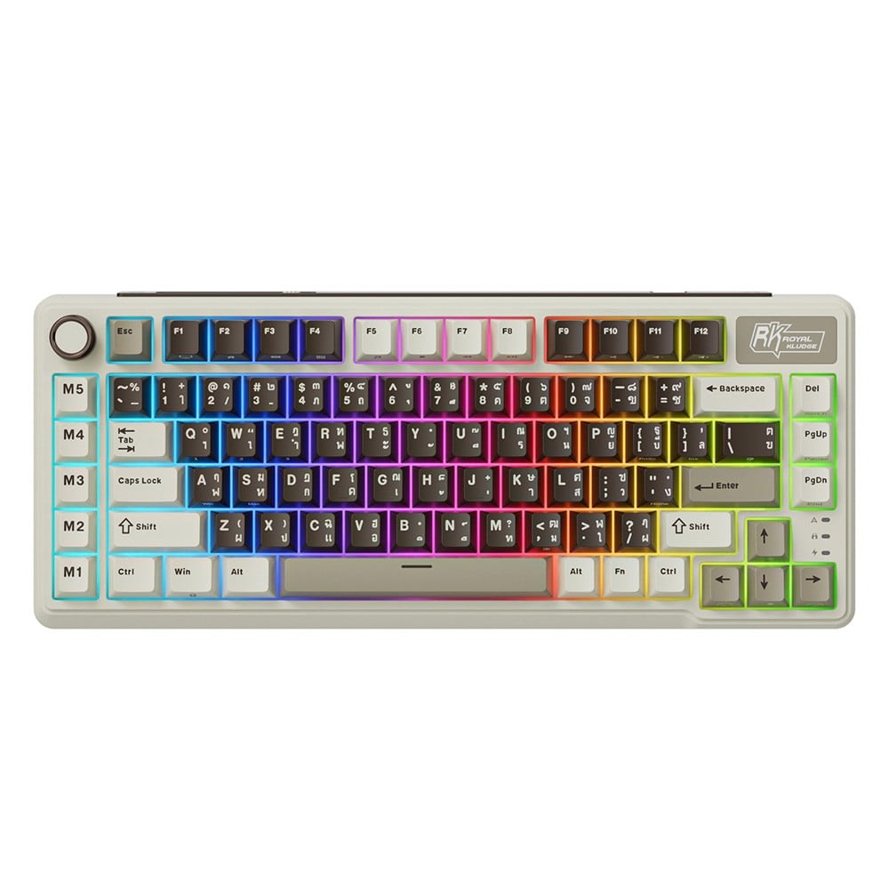 คีย์บอร์ดเกมมิ่ง Royal Kludge Gaming Keyboard L75 Mocha Gray - Cream Switch