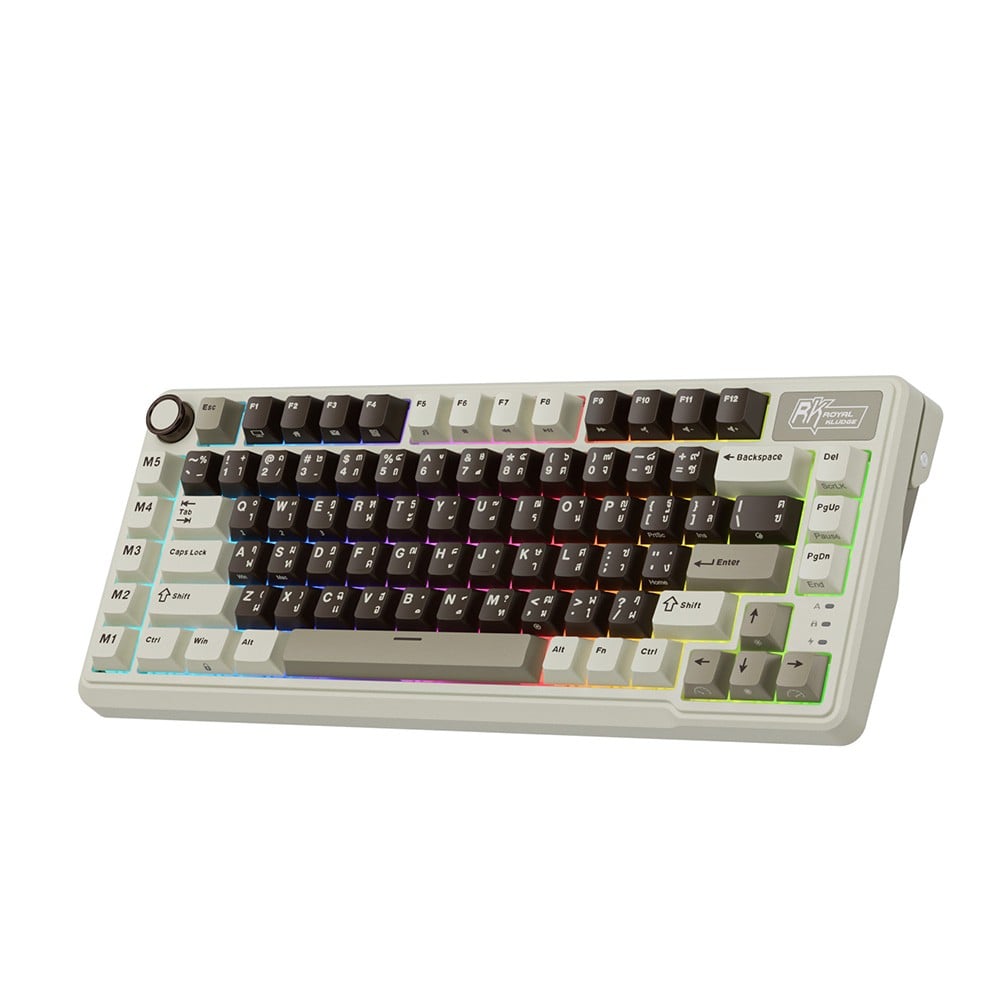 คีย์บอร์ดเกมมิ่ง Royal Kludge Gaming Keyboard L75 Mocha Gray - Cream Switch