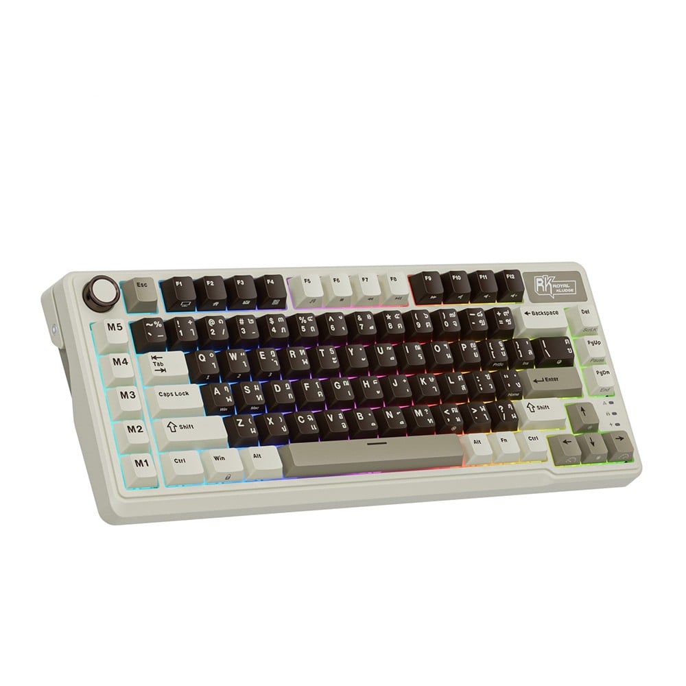 คีย์บอร์ดเกมมิ่ง Royal Kludge Gaming Keyboard L75 Mocha Gray - Cream Switch