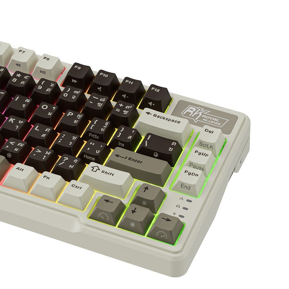 คีย์บอร์ดเกมมิ่ง Royal Kludge Gaming Keyboard L75 Mocha Gray - Cream Switch