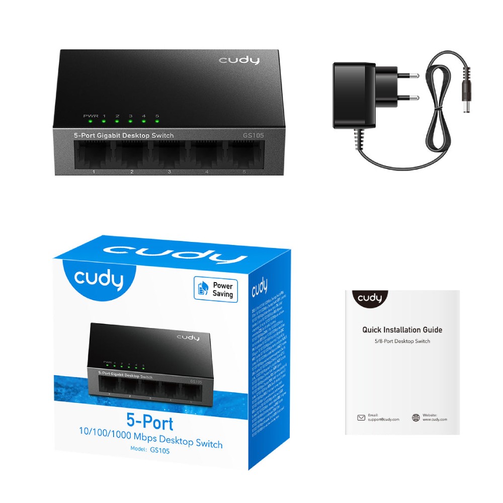 สวิตช์ฮับ Cudy GS105 5-Port Gigabit Ethernet Switch (10/100/1000 Mbps)