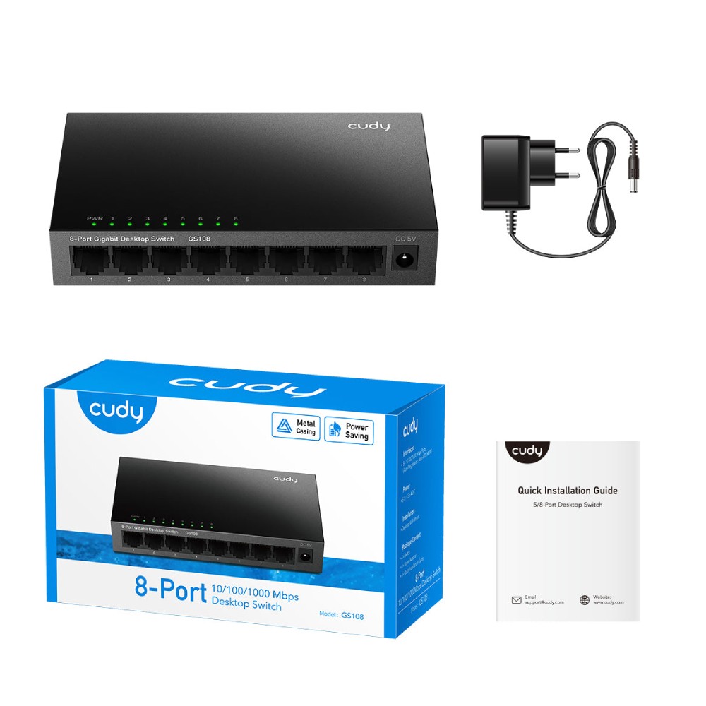 สวิตช์ฮับ Cudy GS108 8-Port Gigabit Ethernet Switch (10/100/1000 Mbps)