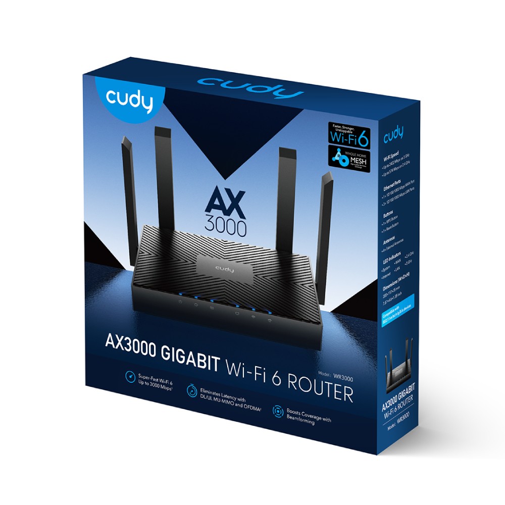 เราเตอร์ Cudy WR3000 AX3000 Dual Band Gigabit Wi-Fi 6 Router