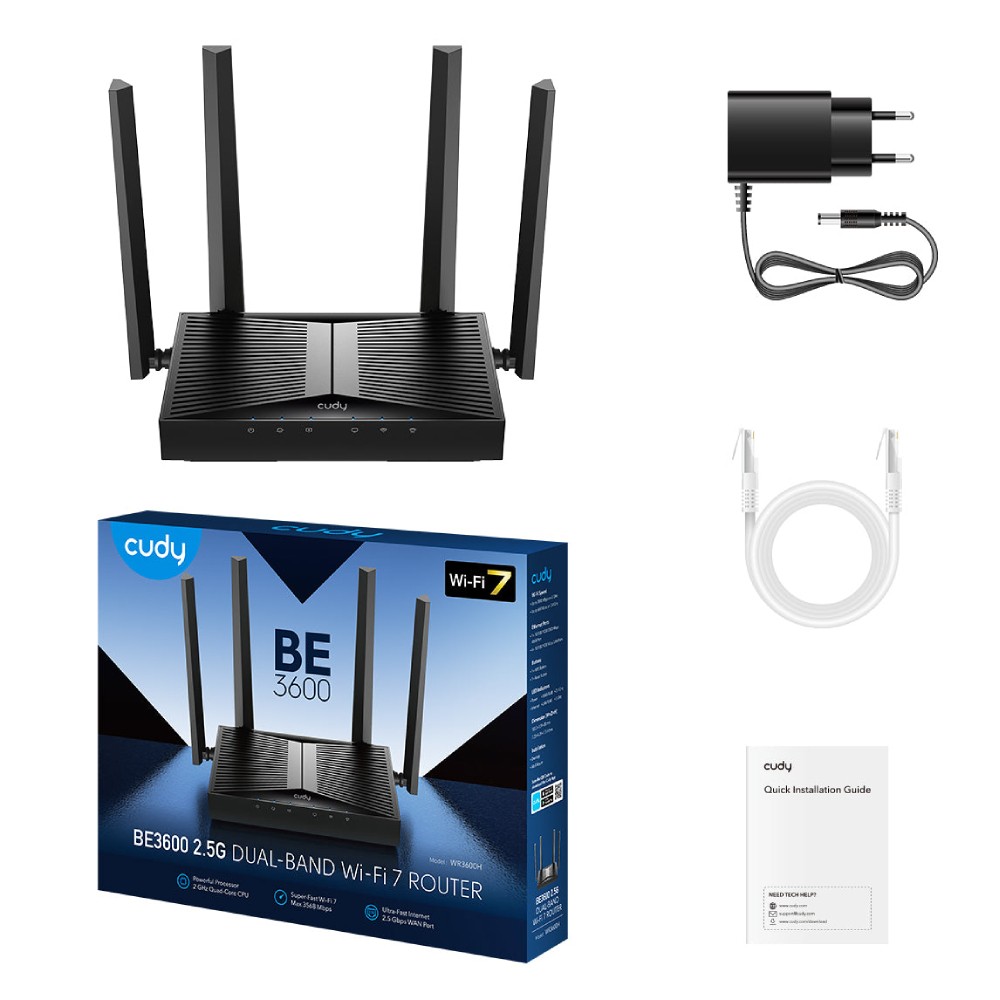 เราเตอร์ Cudy WR3600 BE3600 Dual Band Gigabit Mesh Wi-Fi 7 Router