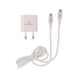 อะแดปเตอร์ TECHPRO Wall USB Charger 1 USB-C (PD20W) พร้อมสายชาร์จ USB-C to USB-C Cable 1M. White