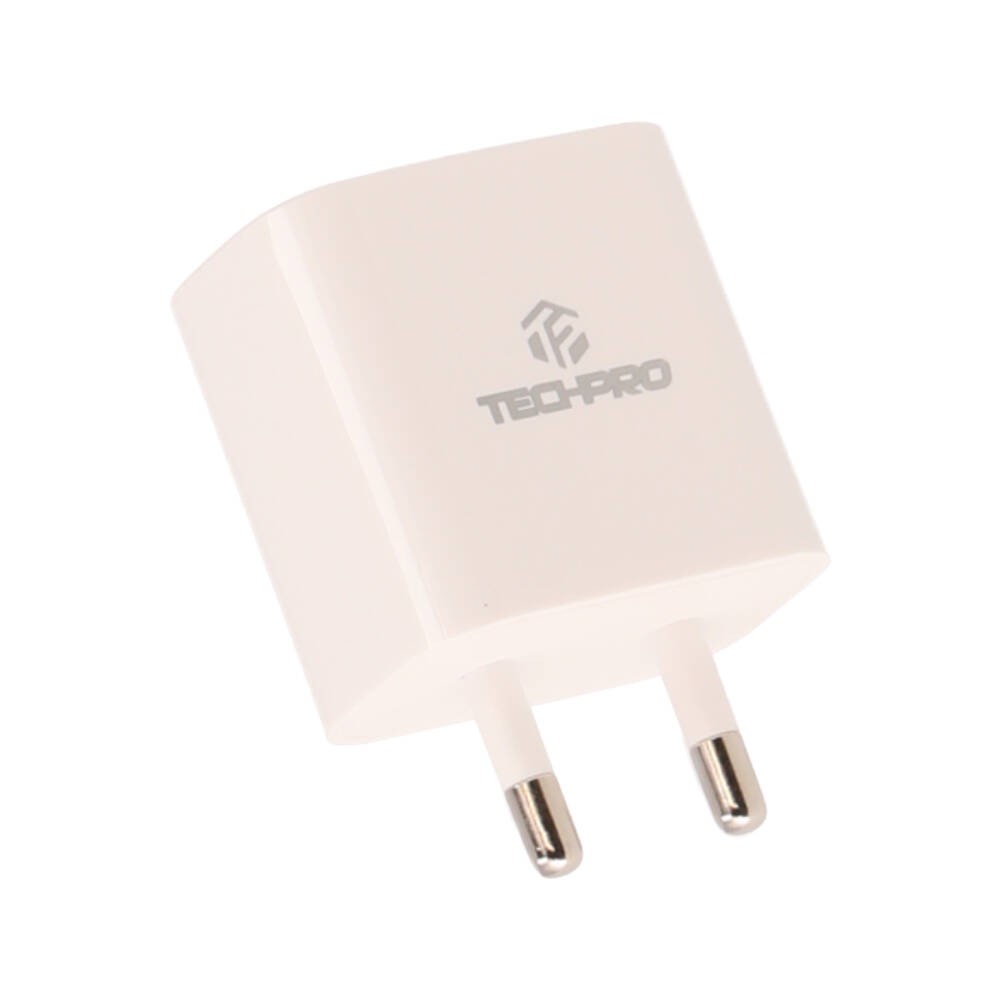 อะแดปเตอร์ TECHPRO Wall USB Charger 1 USB-C (PD20W) พร้อมสายชาร์จ USB-C to USB-C Cable 1M. White
