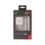 อะแดปเตอร์ TECHPRO Wall USB Charger 1 USB-C (PD20W) พร้อมสายชาร์จ USB-C to USB-C Cable 1M. White