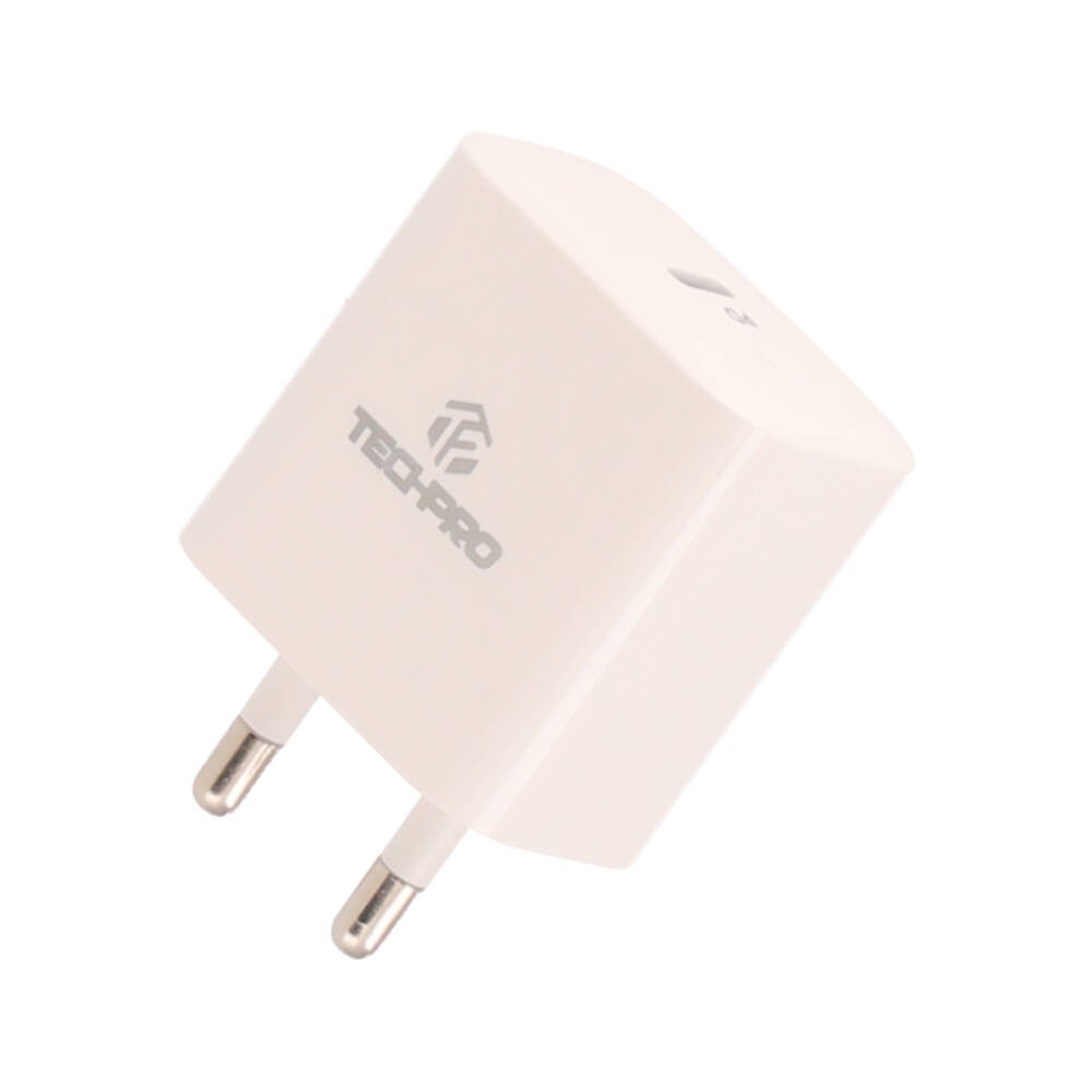 อะแดปเตอร์ TECHPRO Wall USB Charger 1 USB-C (PD20W) พร้อมสายชาร์จ USB-C to Lightning Cable 1M. White
