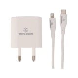 อะแดปเตอร์ TECHPRO Wall USB Charger 1 USB-C (PD20W) พร้อมสายชาร์จ USB-C to Lightning Cable 1M. White