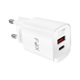 อะแดปเตอร์ FOX Wall USB Charger 1 USB-A (QC3.0A)/1 USB-C (PD30W) FOX-V3002 White