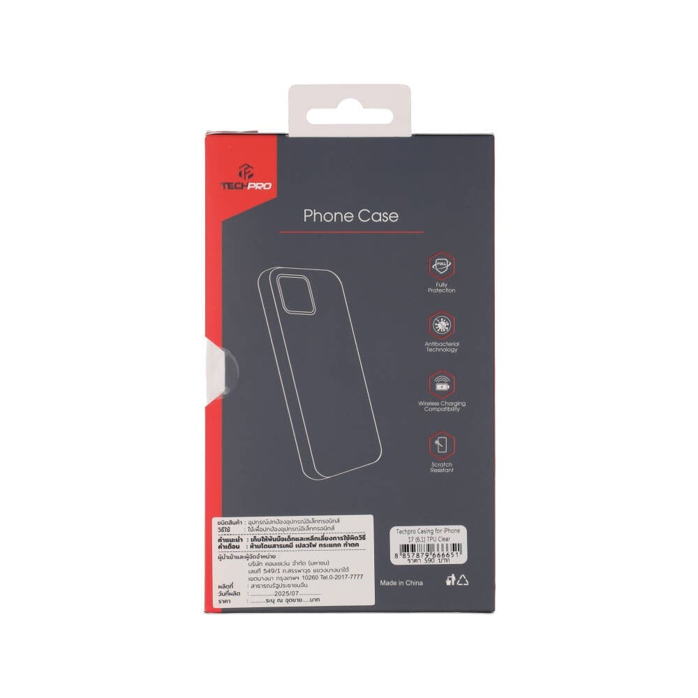 เคส TECHPRO iPhone 17 TPU Clear