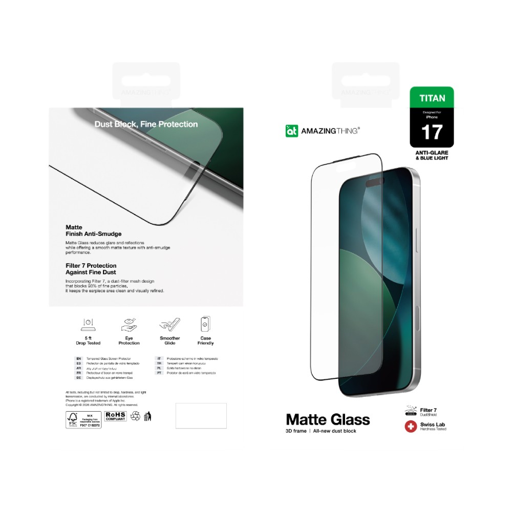 ฟิล์มกันรอย AMAZINGthing iPhone 17 3D Titan Matte Glass