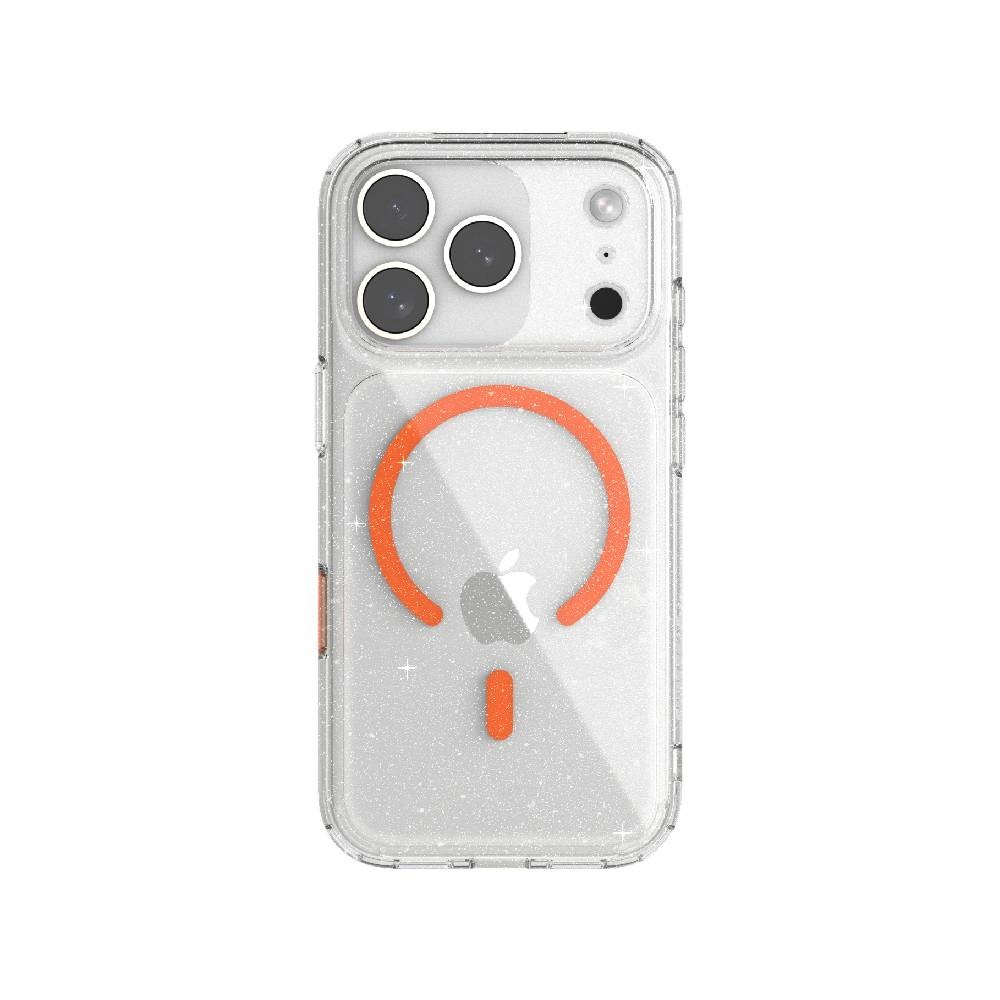 เคส JTLEGEND iPhone 17 Pro Glitter Hybrid Cushion Mag Crystal Clear with Orange Magnetic