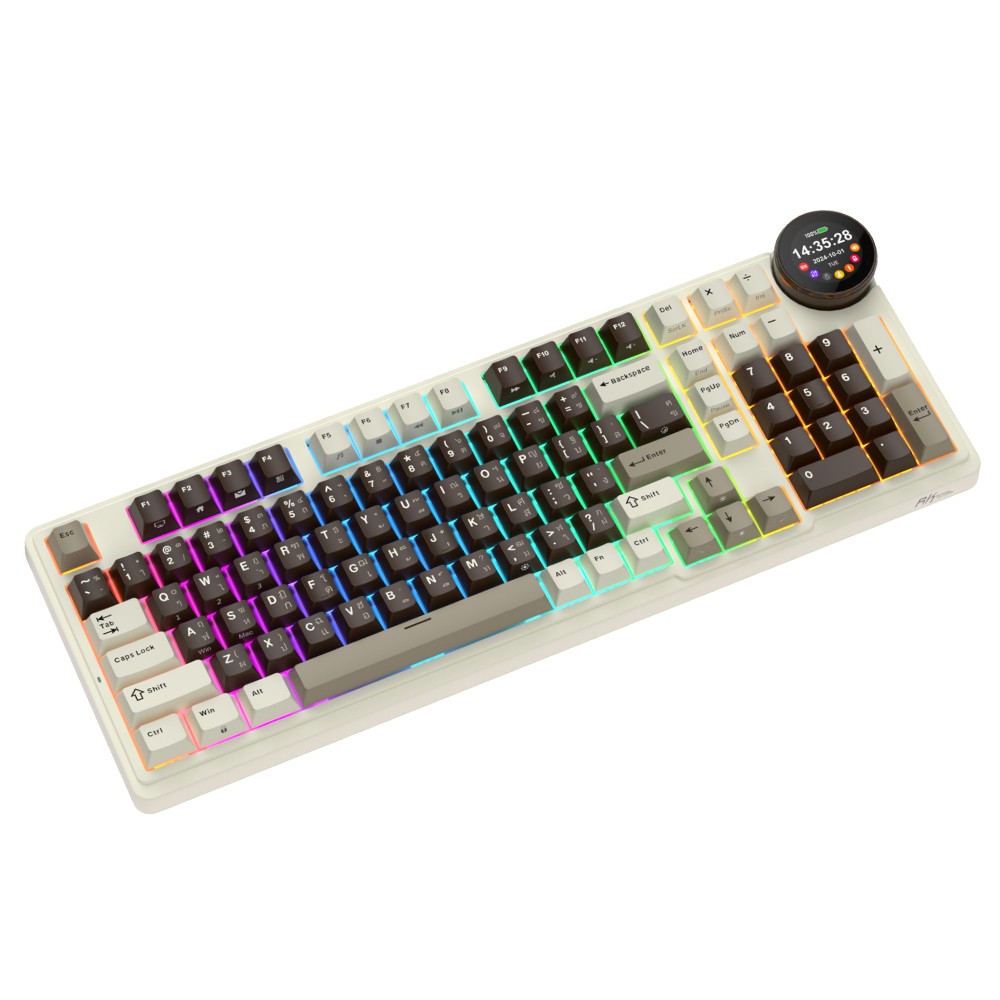 Violet Rk Switch คีย์บอร์ดเกมมิ่ง Royal Kludge N99 Laser Switch Mocha Gray Violet