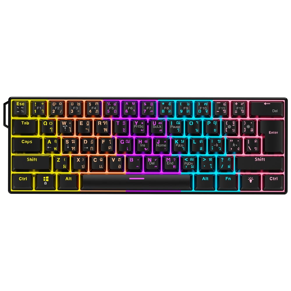 คีย์บอร์ดเกมมิ่ง Ajazz Gaming Keyboard NK61 Black Wired Red Switch