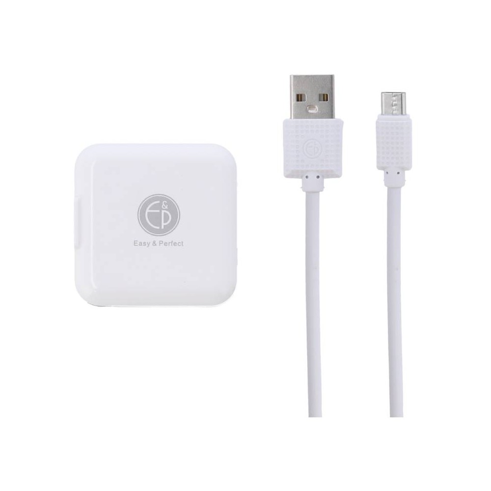 E&P Wall USB Charger 1 USB-A (2.1A) + Micro USB Cable 1M. EP-T13 White